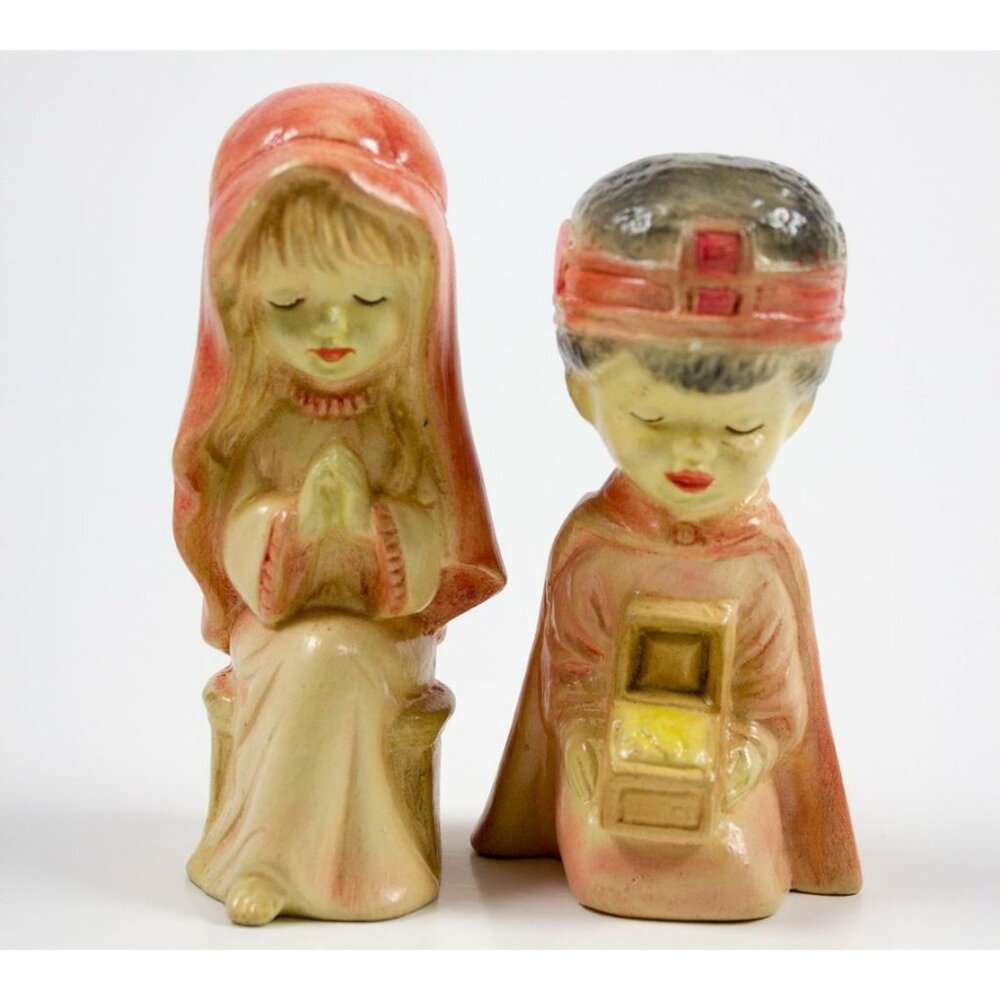 Vintage 1980 Ceramic Nativity Figures Mary & Wise Man Duncan Enterprises